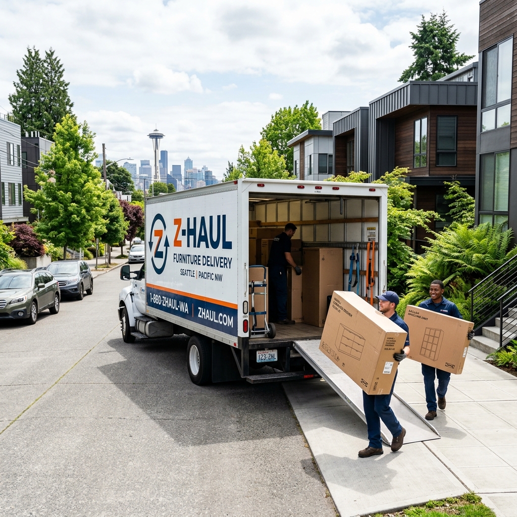 Professional IKEA furniture delivery crew in Seattle